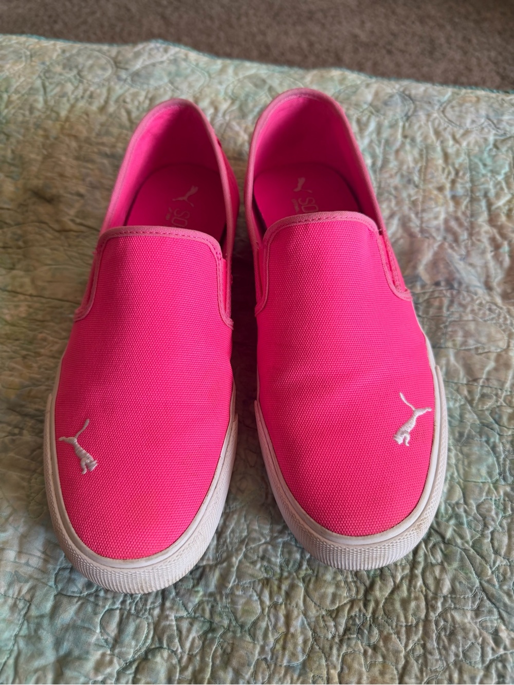 Puma Women’s Hot Pink Slip-On Canvas Sneakers with White Accents Size 9